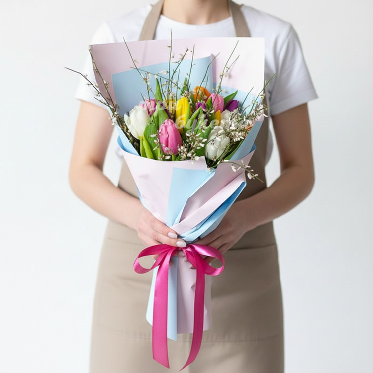 Букет на 8 марта из 15 тюльпанов