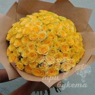 101 желтая роза 50 см