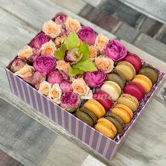 14 макарун с пионовидными розами