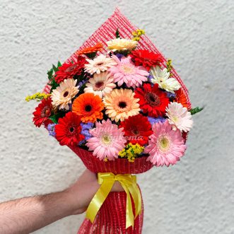 Яркий букет из 19 гербер
